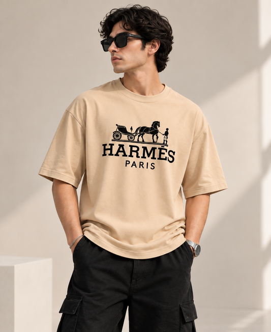 Horse Carriage Graphic Oversized T-Shirt