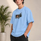 Monster Eye Anime Graphic Oversized T-Shirt - Sky Blue