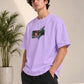 Monster Eye Anime Graphic Oversized T-Shirt - Lavender