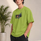 Monster Eye Anime Graphic Oversized T-Shirt - Lime Green