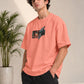 Monster Eye Anime Graphic Oversized T-Shirt - Coral