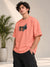 Monster Eye Anime Graphic Oversized T-Shirt - Coral