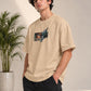 Monster Eye Anime Graphic Oversized T-Shirt - Beige