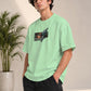 Monster Eye Anime Graphic Oversized T-Shirt - Mint Green
