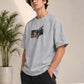 Monster Eye Anime Graphic Oversized T-Shirt - Grey