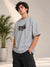 Monster Eye Anime Graphic Oversized T-Shirt - Grey