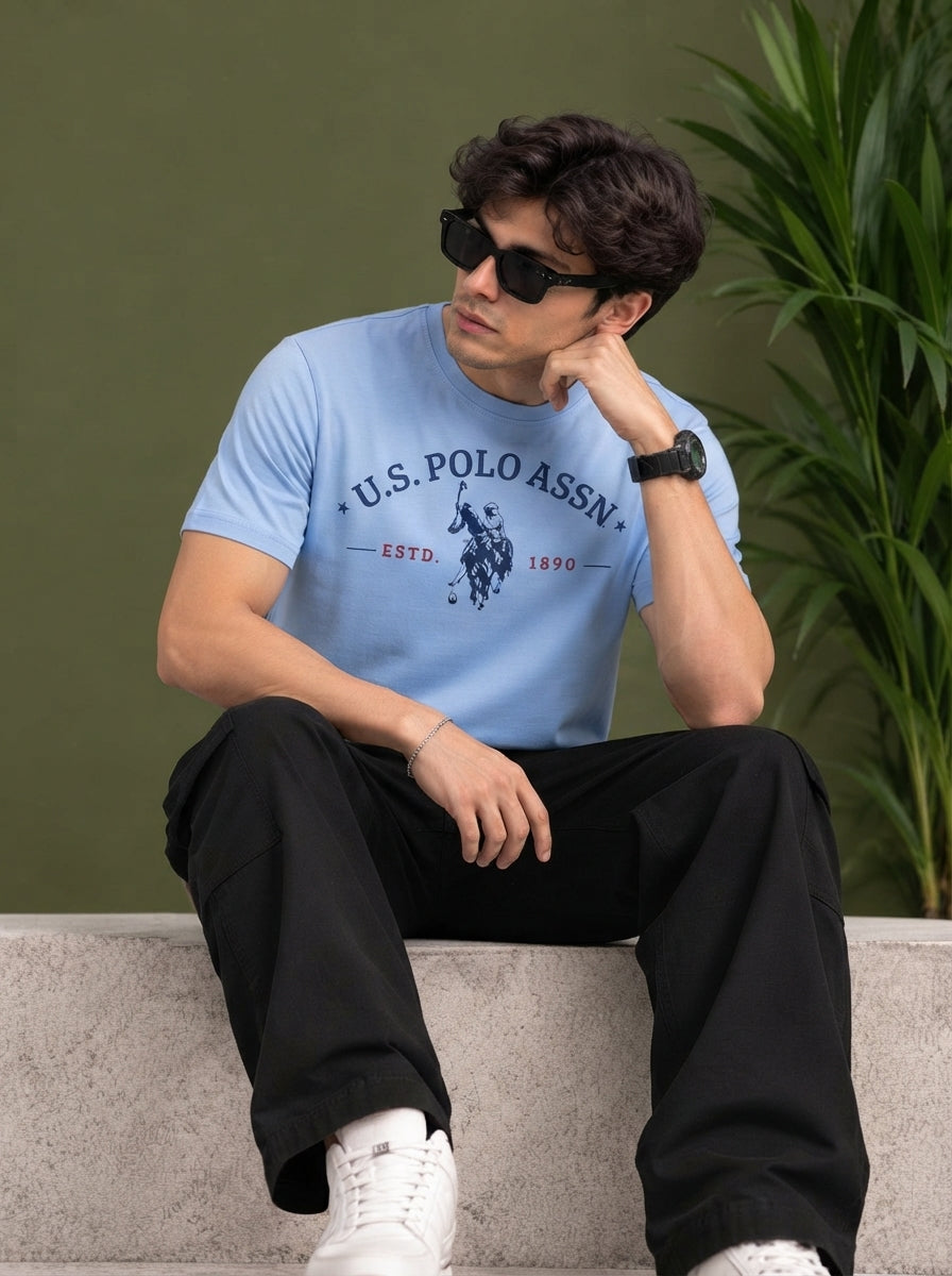 Horse Rider Emblem Graphic Oversized T-Shirt