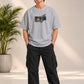 Monster Eye Anime Graphic Oversized T-Shirt - Grey