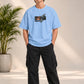 Monster Eye Anime Graphic Oversized T-Shirt - Sky Blue