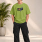 Monster Eye Anime Graphic Oversized T-Shirt - Lime Green