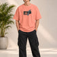 Monster Eye Anime Graphic Oversized T-Shirt - Coral