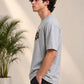 Monster Eye Anime Graphic Oversized T-Shirt - Grey