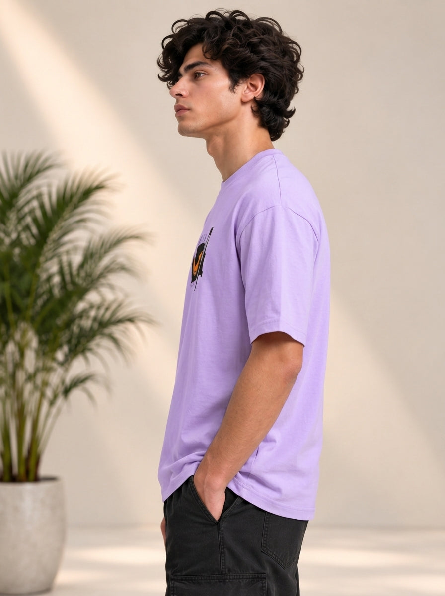 Monster Eye Anime Graphic Oversized T-Shirt - Lavender