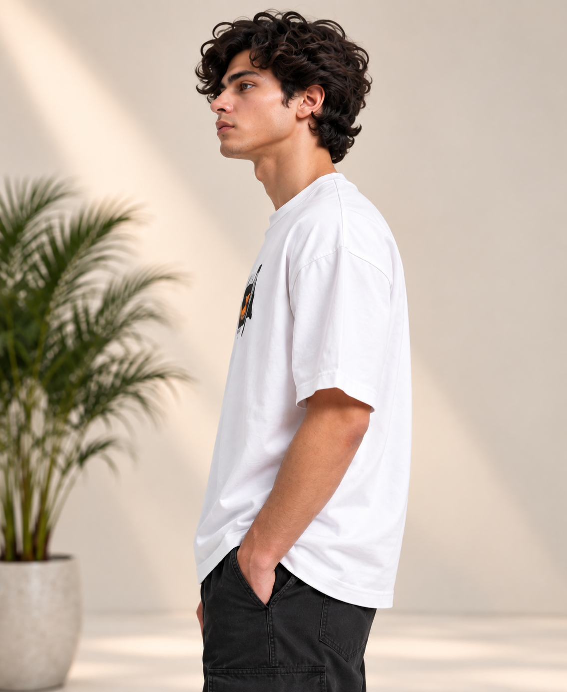 Monster Eye Anime Graphic Oversized T-Shirt - White