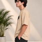 Monster Eye Anime Graphic Oversized T-Shirt - Beige