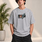 Monster Eye Anime Graphic Oversized T-Shirt - Grey