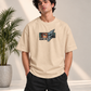 Monster Eye Anime Graphic Oversized T-Shirt - Beige