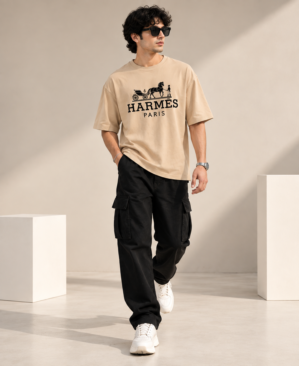 Horse Carriage Graphic Oversized T-Shirt
