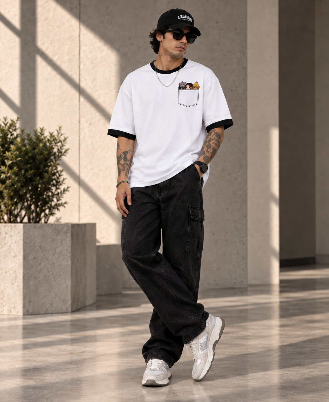 Anime Pocket Graphic Oversized T-Shirt