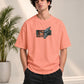 Monster Eye Anime Graphic Oversized T-Shirt - Coral