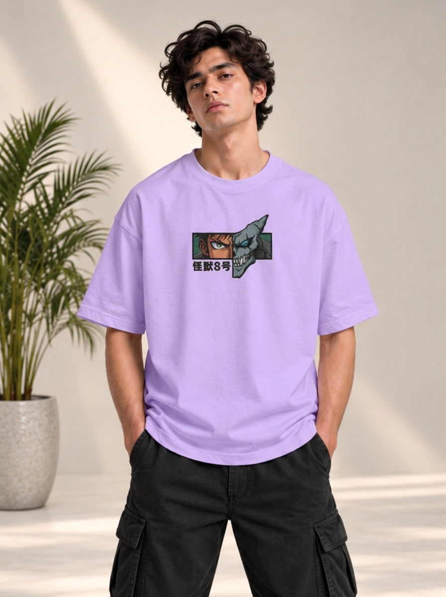 Monster Eye Anime Graphic Oversized T-Shirt - Lavender