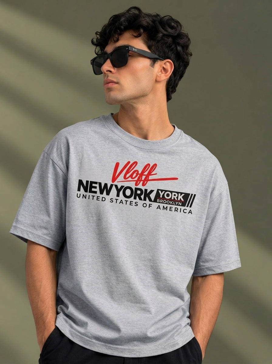 New York Script Graphic Oversized T-Shirt