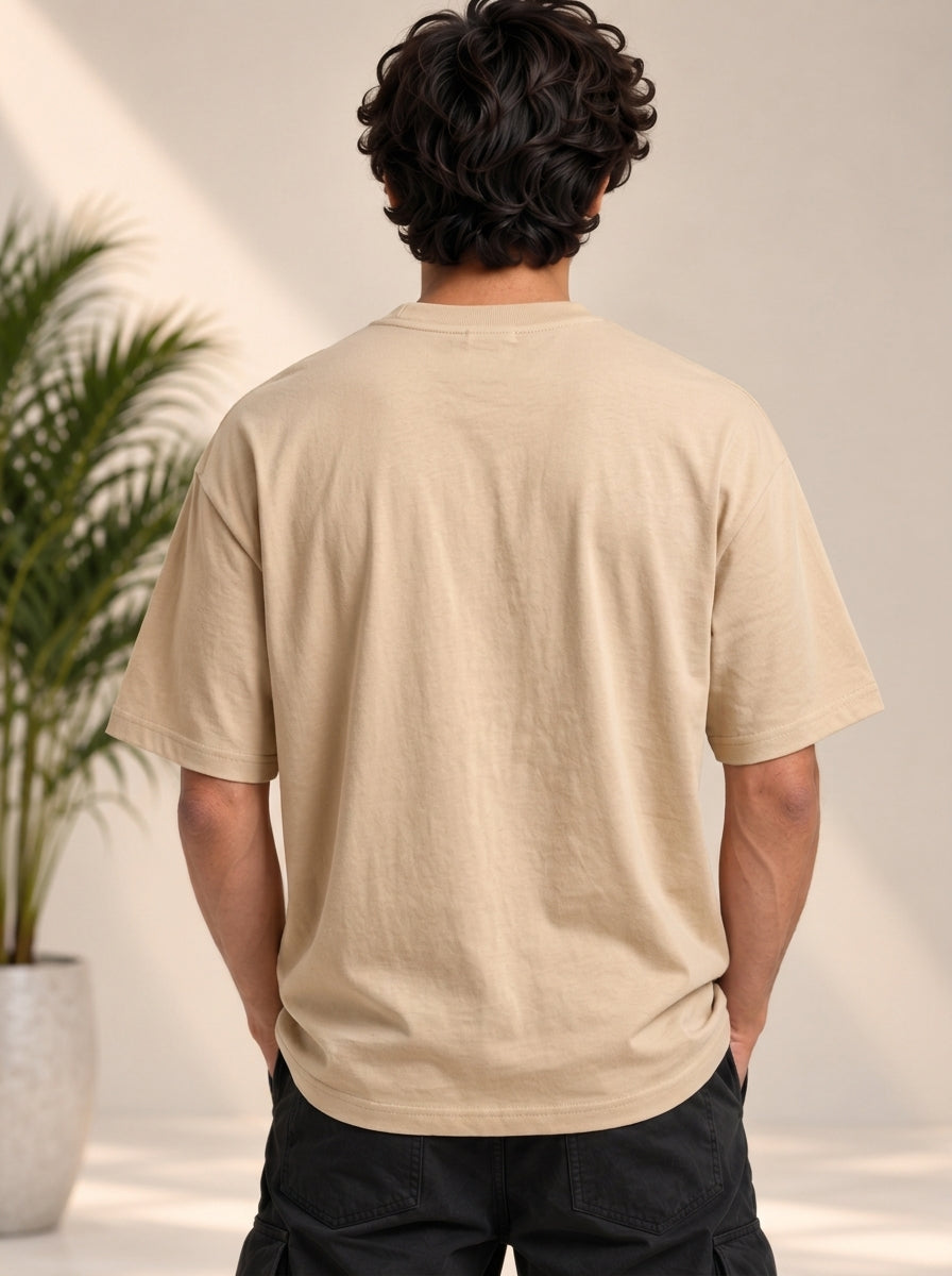 Monster Eye Anime Graphic Oversized T-Shirt - Beige