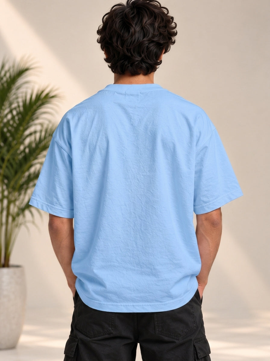Monster Eye Anime Graphic Oversized T-Shirt - Sky Blue