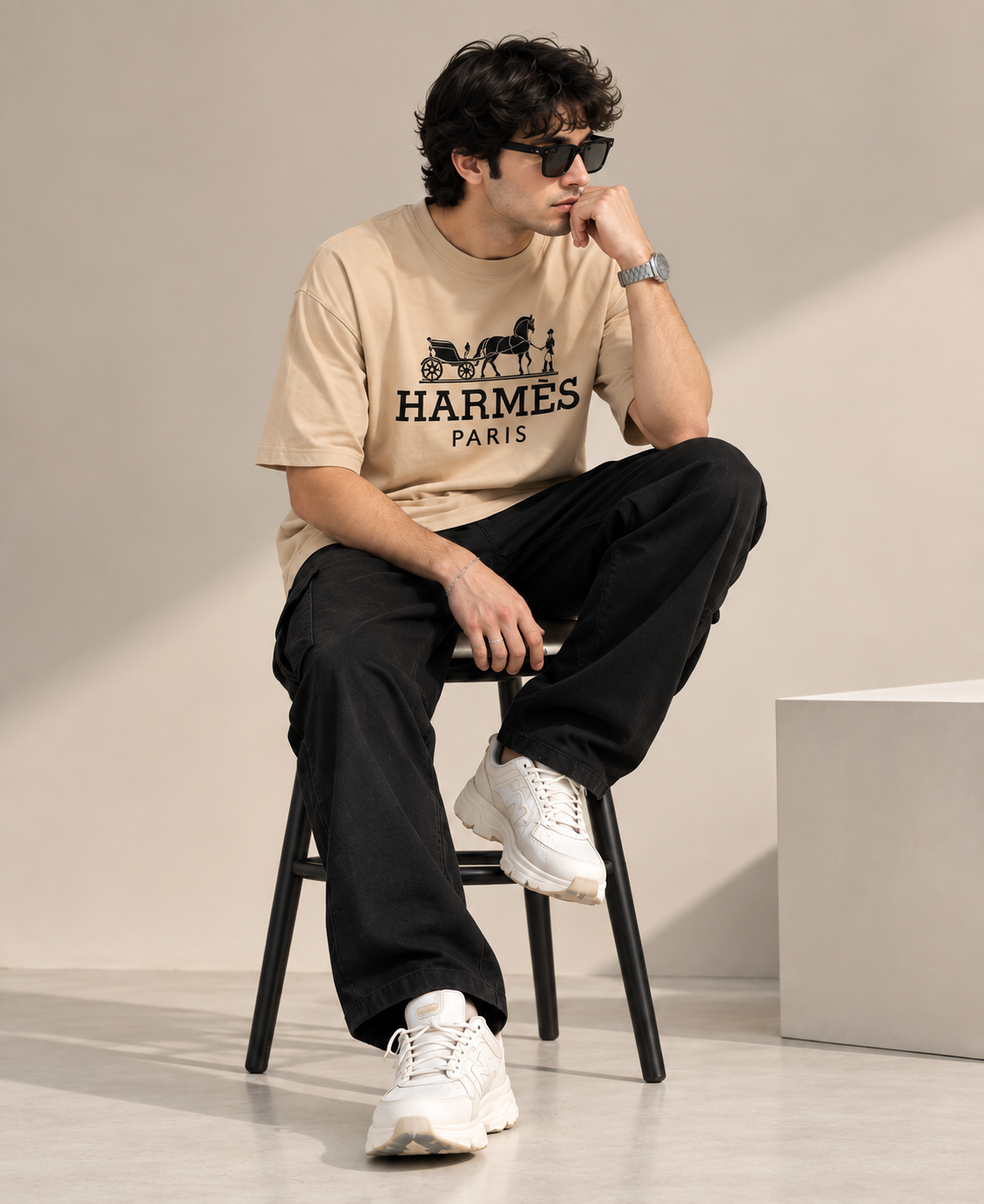 Horse Carriage Graphic Oversized T-Shirt