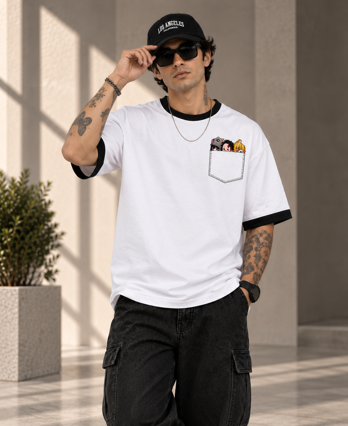 Anime Pocket Graphic Oversized T-Shirt